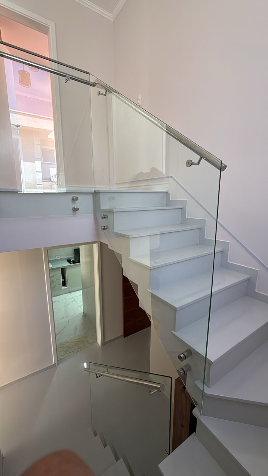 Corrimão de inox com vidro